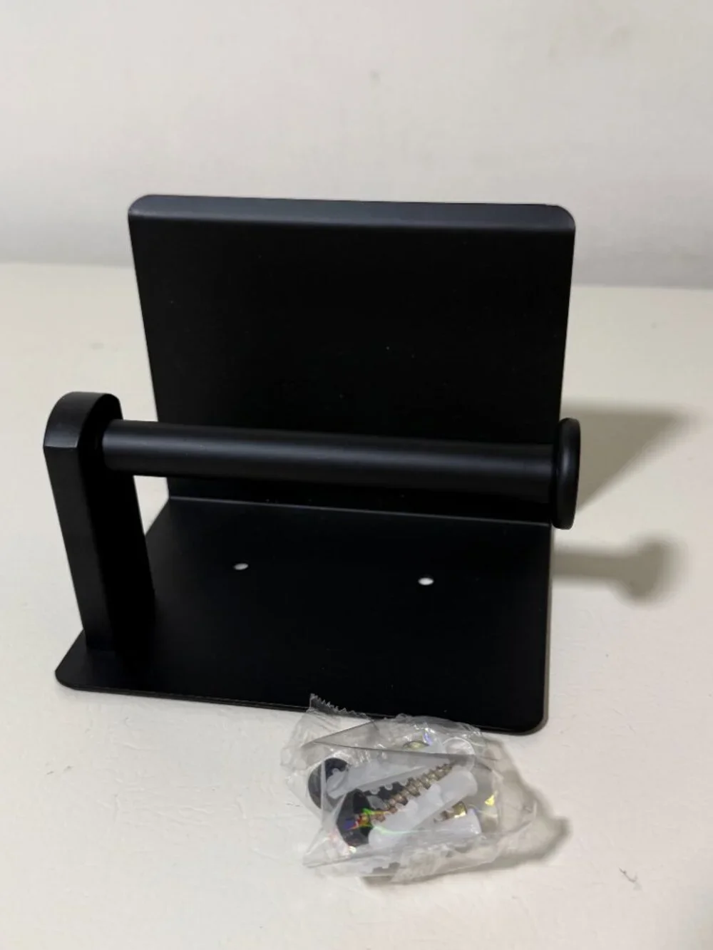 Adhesive Toilet Paper Holder with Phone Shelf Wall Mount Stainless Steel Black